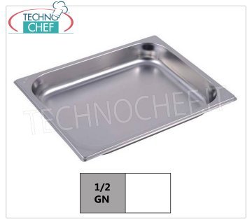 Bacinella Gastronorm 1/2 in acciaio inox, dim.mm 325 x 265 x 40 h
