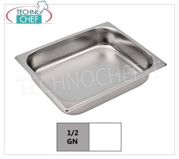 Bacinella Gastronorm 1/2 in acciaio inox, dim.mm 325 x 265 x 65 h