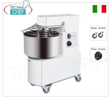 IMPASTATRICE a SPIRALE da 43 Kg (vasca da lt.48), con Timer e Ruote di serie, dim. mm 495x800x770h