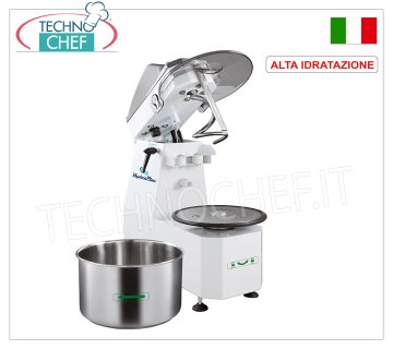 FIMAR - Impastatrice a Spirale ad ALTA IDRATAZIONE da 50 Kg, Testa Sollevabile e Vasca Estraibile, Comandi Meccanici