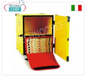 Box Pizza, isotermico Box pizza con ripiano per due borse termiche, isolato termicamente, capacità 10 cartoni da 400 mm o 2 borse termiche cod. GIBTD3320, dim. mm 470x470x520h