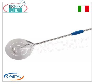 Gi.Metal - Palettino pizza forato in acciaio inox, Linea Napoletana, lunghezza manico cm 180