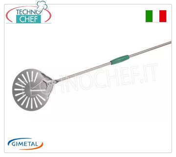 Gi.Metal - Palettino pizza forato in acciaio inox, Linea Gluten Free, lunghezza manico cm 150