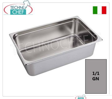 Bacinelle Gastronorm GN 1/1 in acciaio inox Bacinella Gastro-norm 1/1, inox 18/10, dim.mm 530 x 325 x 20 h