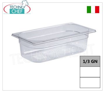 Bacinelle Gastronorm GN 1/3 in policarbonato Bacinella gastro-norm 1/3 in policarbonato, capacità lt.2,5, dim.mm.325 x 175 x 65 h