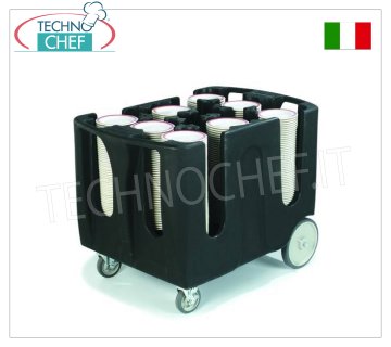 Carrelli per trasporto piatti Carrello portapiatti in polietilene con 6 elementi divisori regolabili, capacità piatti per colonna: 45/60, dimensioni mm 710x1100x800h