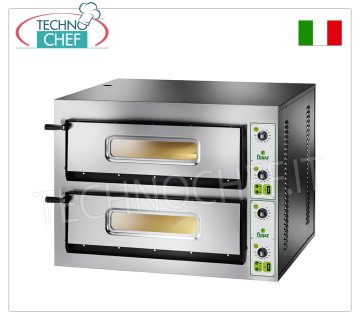 FIMAR - Forno pizza elettrico per 4+4 Pizze Grandi, 2 camere indipendenti, Senza PIROMETRO, mod. FYL4+4 FORNO per PIZZA ELETTRICO per 4+4 Pizze Grandi, 2 CAMERE Indipendenti da mm.720x720x140h, piano cottura in refrattario, 4 TERMOSTATI REGOLABILI per SUOLA e CIELO, temp.da +50° a +500 °C, V.230/1, Kw.6, Peso 146 Kg, dim.esterne mm.1010x850x420h