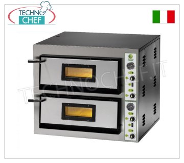 FIMAR - Forno pizza elettrico per 4+4 Pizze, 2 camere indipendenti da cm  61x61, comandi meccanici, mod. FME4+4 FORNO per PIZZA ELETTRICO per 4+4 Pizze, 2 CAMERE indipendentida mm.610x610x140h, piano cottura in refrattario, 4 TERMOSTATI REGOLABILI per SUOLA e CIELO, temp.da +50° a +500 °C, Kw.8,4, Peso 114 Kg, dim.esterne mm.900x735x750h