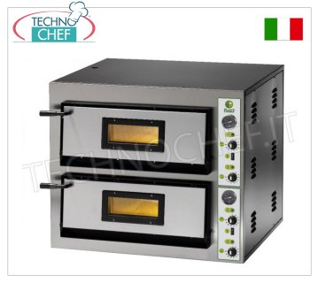 FIMAR - Forno pizza elettrico per 9+9 Pizze, 2 camere indipendenti da cm 91x91, Comandi Meccanici mod. FME9+9 FORNO per PIZZA ELETTRICO per 9+9 Pizze con 2 CAMERE indipendenti da mm.910x910x140h, piano cottura in refrattario, 4 TERMOSTATI REGOLABILI per SUOLA e CIELO, temp.da +50° a +500 °C, V.400/3+N, Kw.19,2, Peso 252 Kg, dim.esterne mm.1150x1020x750h