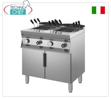 CUOCIPASTA ELETTRICO su MOBILE, linea 700, 2 VASCHE INDIPENDENTI da lt.28+28 Cuocipasta ELETTRICO, linea 700, 2 vasche indipendenti da lt.28+28, V.400/3, potenza elettrica 12,4 Kw, peso Kg.63, dim.mm.800x700x900h