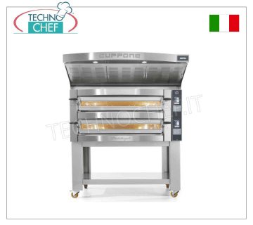 CUPPONE - Forno Elettrico per 6 Pizze, Ø 35 cm - CAMERA da cm 108x72x14h, mod. MICHELANGELO Forno Elettrico per 6 PIZZZE, Camera in Acciaio INOX, cm 108x72x14h, Piano cottura in mattoni di cordierite, Linea Michelangelo, Disponibile in 2 Versioni a Comandi Digitali o Touch Screen, V. 380/3+N, Kw 8,6, Peso 208 kg, dim. mm. 1550x1100x440h