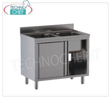 Lavello inox professionale-industriale 2 vasche senza gocciolatoio, Linea 700