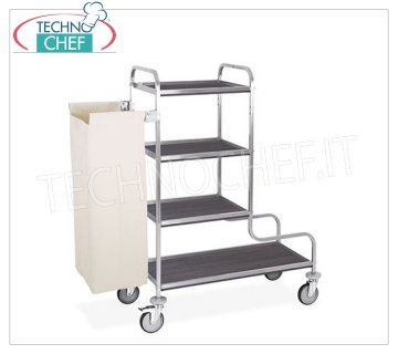 Carrello Portabiancheria, 4 Piani, Sacco biancheria, dim.cm.140x52x137h