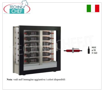 CANTINETTA-TECA per VINI per 24 bottiglie ORIZZONTALI, Statica-Ventilata, 3 Lati Vetro, dim.mm.874x388x910h
