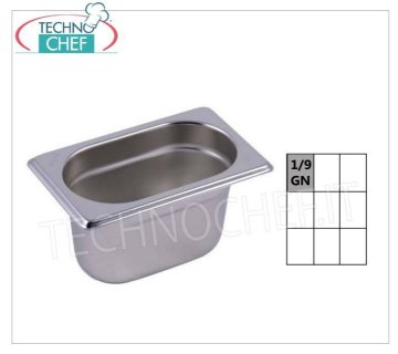 Bacinelle Gastronorm GN 1/9 in acciaio inox, dim.mm.176x108