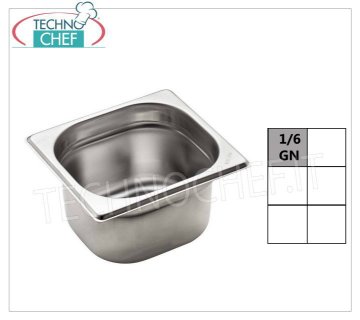 Bacinelle Gastronorm GN 1/6 in acciaio inox, dim.mm.176x162