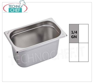 Bacinelle Gastronorm GN 1/4 in acciaio inox, dim.mm.265 x 162