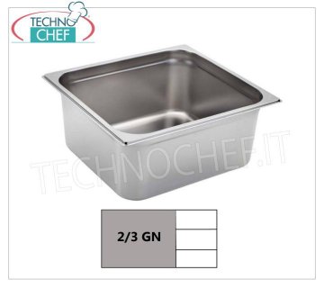 Bacinelle Gastronorm GN 2/3 in acciaio inox, dim.mm 353x325