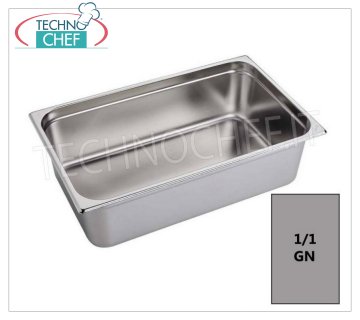 Bacinelle Gastronorm GN 1/1 in acciaio inox, dim.mm 530x325