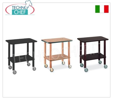 Carrello Gueridon in legno massello e piani in nobilitato, dim.mm.710x460x780h