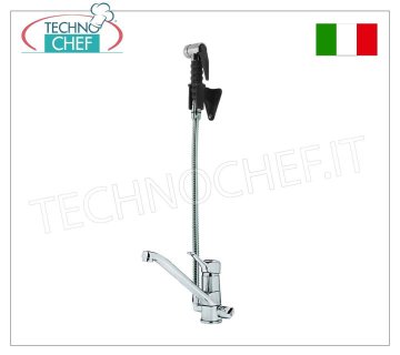 Rubinetto miscelatore monoforo con Canna e Doccia con tubo Flex da 100 cm