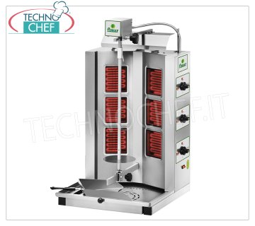 GYROS ELETTRICO con 6 RESISTENZE, asta di cottura 460 mm