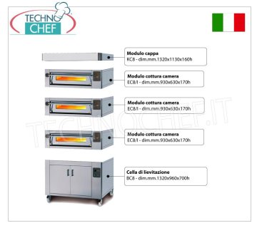 Forno pizza elettrico per 6 pizza da mm 300, camera da mm 930x630