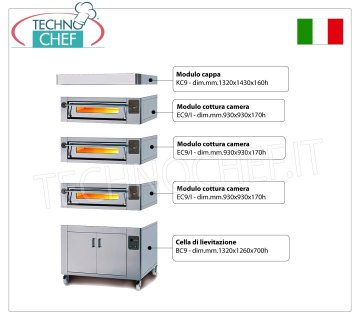 Forno pizza elettrico per 9 Pizze da mm 300, camera da mm 930x930