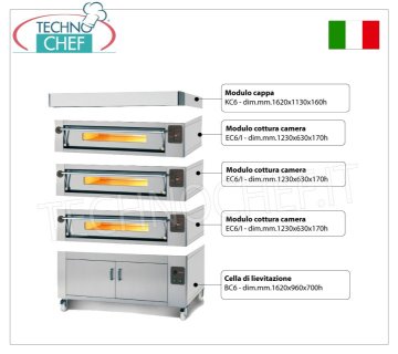 Forno pizza elettrico per 8 Pizze da mm 300, camera da mm 1230x630