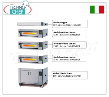 Forno pizza elettrico per 9 pizze da mm 300, camera da mm 930x930