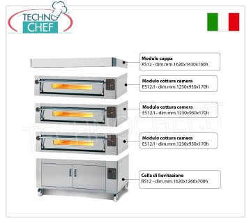 Forno pizza elettrico per 12 pizze da mm 300, camera da mm 1230x930
