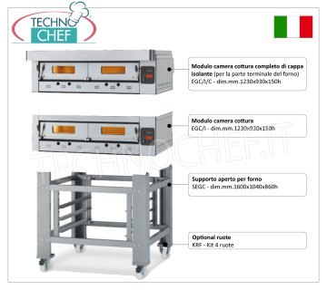 Forno pizza gas per 12 Pizze da mm 300, camera da mm 1230x930