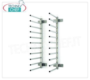 Portateglie da muro inox, capacità 11 teglie, dim. mm 490x410x830h