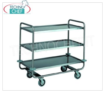 FORCAR - Carrello di Servizio Inox, 3 Piani, Portata 150 Kg