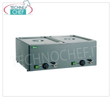 FORCAR - BAGNOMARIA ELETTRICO da TAVOLO con RUBINETTO di SCARICO, Capacità 2xGN 1/1