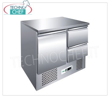 FORCAR - Tavolo Frigo/Refrigerato 1 Porta+2 Cassetti, Temp.+2°/+8°C, lt.240, Statico, Classe E