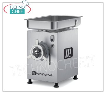 LA MINERVA - Tritacarne Professionale Carenato Tipo 22 con gruppo macinazione INOX - ESTRAIBILE, Trifase V. 380/3 - Kw 1,1 -  dim mm. 305x450x530,5h