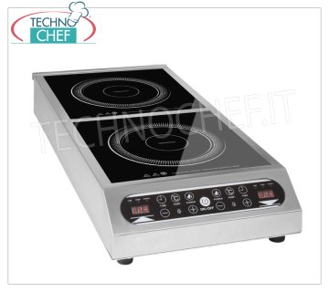 PIASTRA INDUZIONE BI ZONA da 3,5 +3,5 Kw - V. 380 - Superficie induttiva mm Ø 120÷260 - dim mm 340x810x115h