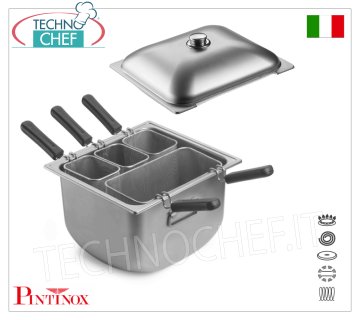 PENTOLA CUOCIPASTA inox da lt 22 con 4 CESTELLI, adatta anche per INDUZIONE, dim. mm 383x354x237h