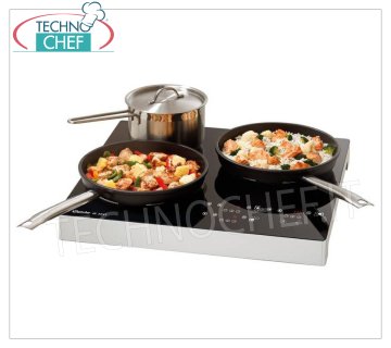 PIASTRA INDUZIONE a 3 ZONE da 3,4 Kw - superficie induttiva Ø 200-160-200 mm - dim.mm.510x485x65h