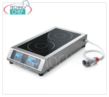 PIASTRA INDUZIONE DOPPIA da 3,5+3,5 KW - V.400/3 - Piano da mm 308x558 - dim.mm. 416x690x130h