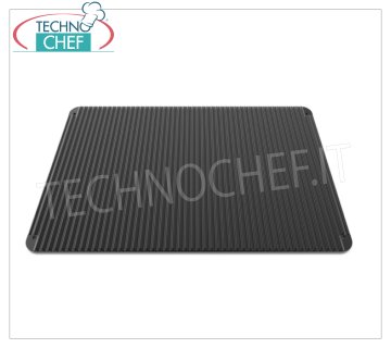 TEGLIA in ALLUMINIO ANTIADERENTE, 2 superfici: liscia e rigata, per differenti cotture - dim.mm.600x400x12h