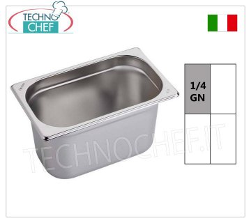 Bacinelle Gastronorm GN 1/4 in acciaio inox Bacinella gastro-norm 1/4, inox 18/10, dim.mm.265 x 162 x 20 h