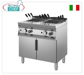 CUOCIPASTA a GAS su MOBILE, linea 700, 2 VASCHE INDIPENDENTI da lt.28+28 Cuocipasta a GAS, linea 700, 2 vasche indipendenti da lt.28+28, potenza termica Kw.19,6, peso Kg.80, dim.mm.800x700x900h