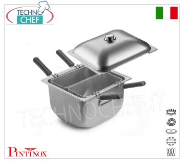 PENTOLA CUOCIPASTA  INOX da lt 22  con 2 CESTELLI,  adatta anche per INDUZIONE,  dim . mm 383x354x237 H