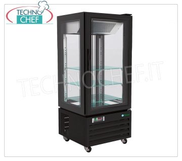 Vetrina refrigerata espositiva, 4 lati espositivi, ventilata, temp.+2°/+8°C, lt.280, Classe C