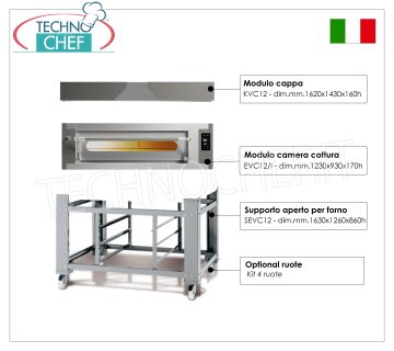 Forno pizza elettrico per 12 pizze da mm 300, camera da mm 1230x930, - Modulare, Componibile