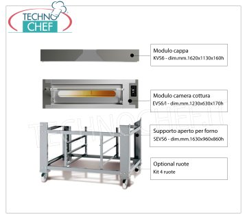 Forno pizza elettrico per 8 pizze da mm 300, camera da mm 1230x630, - Modulare, Componibile