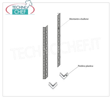 TECHNOCHEF - Fiancata-Spalla per Scaffali a Bullone Inox 304, Mod.96180x2+96900x2