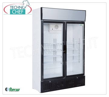 FORCAR - Vetrina Frigo per Bibite, 2 Porte Vetro, Statica, Temp.+2°/+8°C, lt.620, Classe C